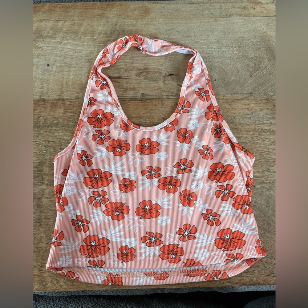 SHEIN Floral Halter Crop Top - Size M